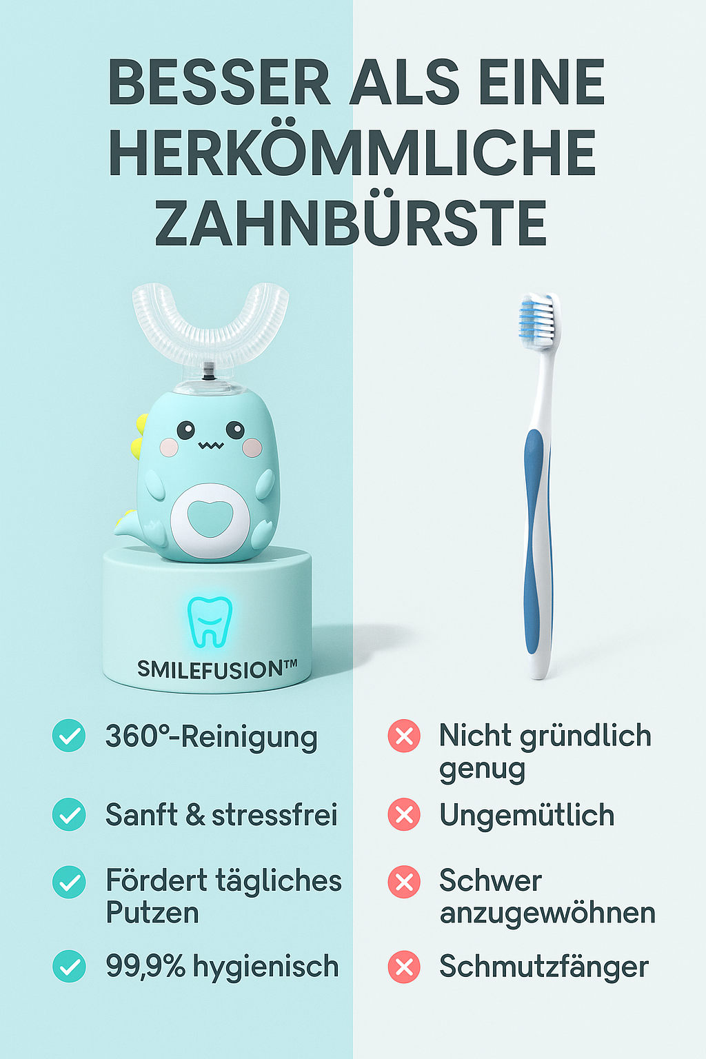 Kinder U-Schallzahnbürste 360° – SMILE FUSION™ Kids Edition